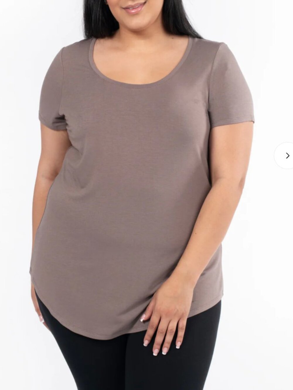 SweetLegs Scoop Neck Tee in Latte 2X